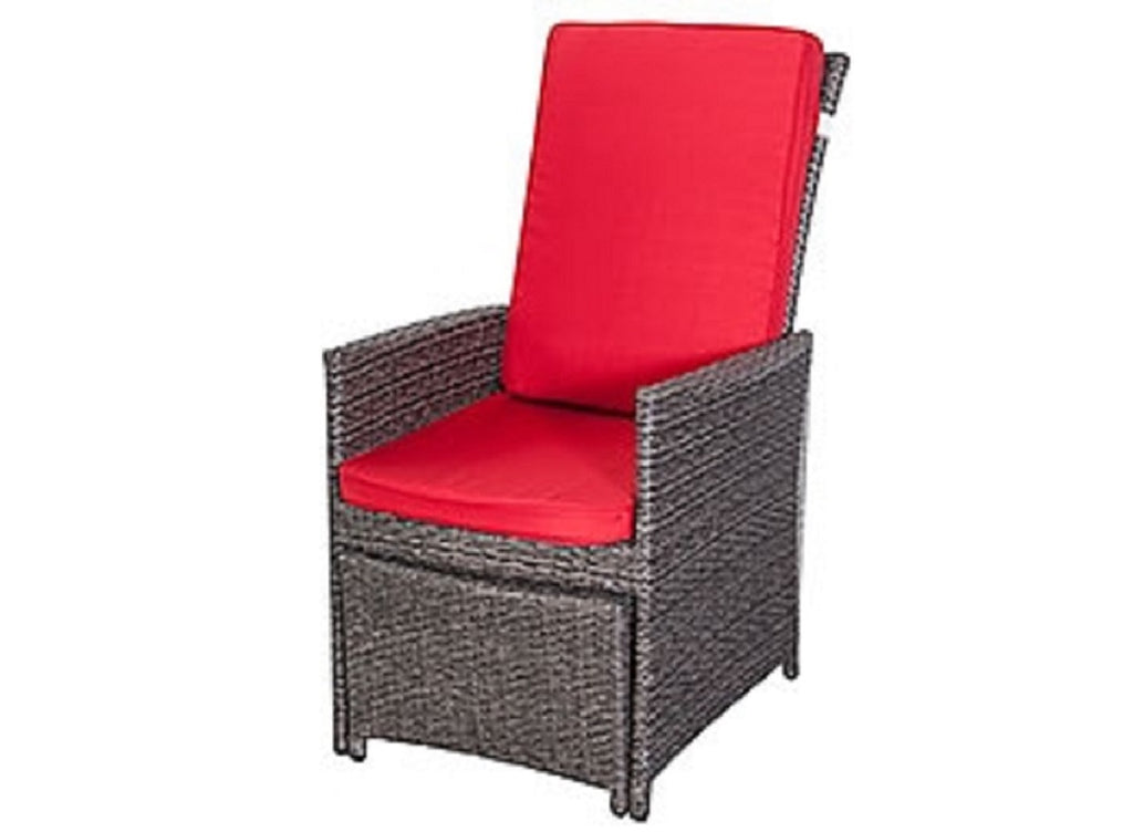 XXL Luxus Premium Garten Polyrattan Lounge SET grau-rot Gartenmöbel Balkonmöbel