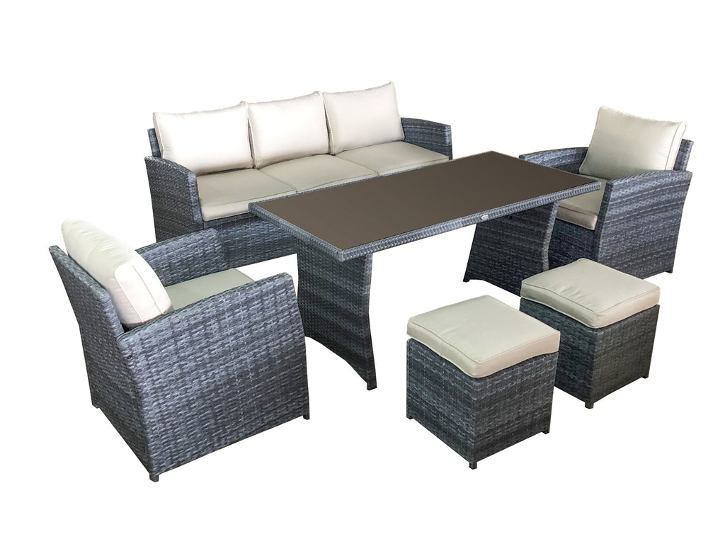 Luxus Premium Garten Polyrattan Lounge SET Möbel grau Essgruppe Sitzgruppe NEU