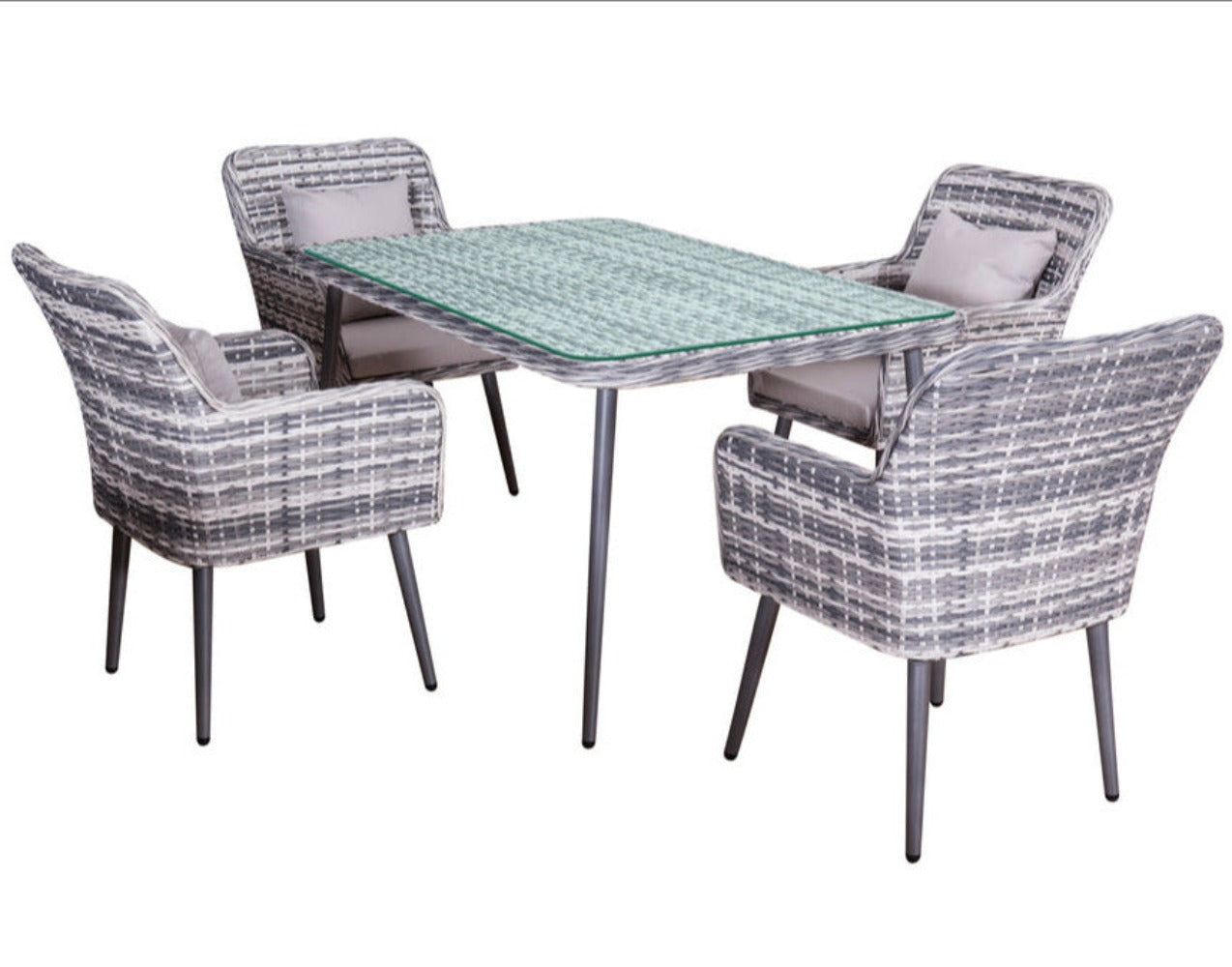 Luxus Premium Garten Polyrattan Essgruppe SET Esstisch Sitzgruppe Gartenmöbel