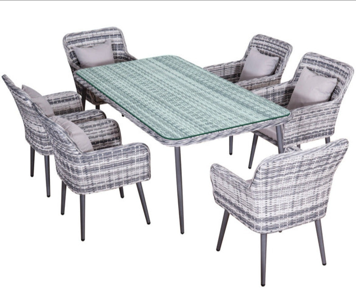 Luxus Premium Garten Rattan Essgruppe SET Esstisch Sitzgruppe Gartenmöbel