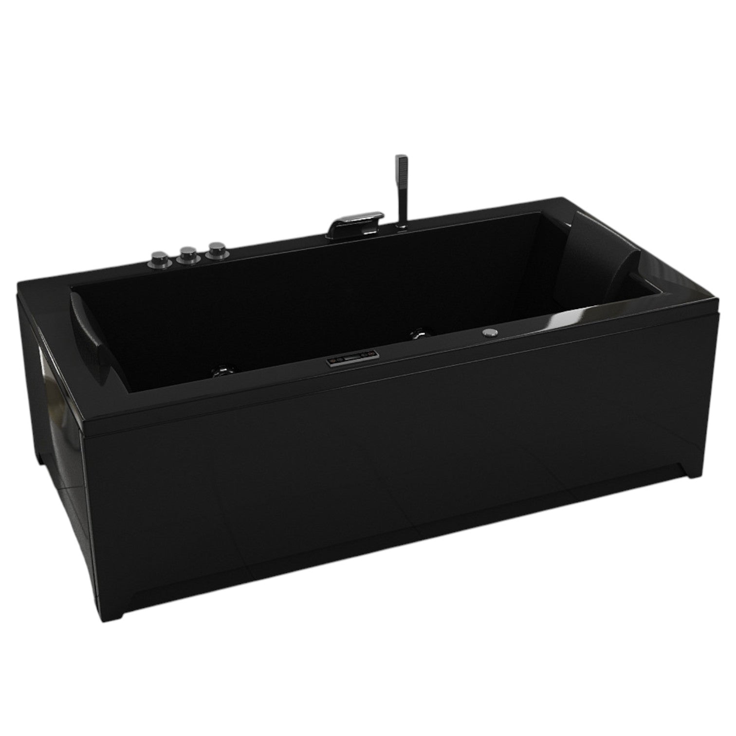 Luxus LED Whirlpool Badewanne SET 182x90 cm BLACK+Heizung+Hydrojet+Ozon schwarz