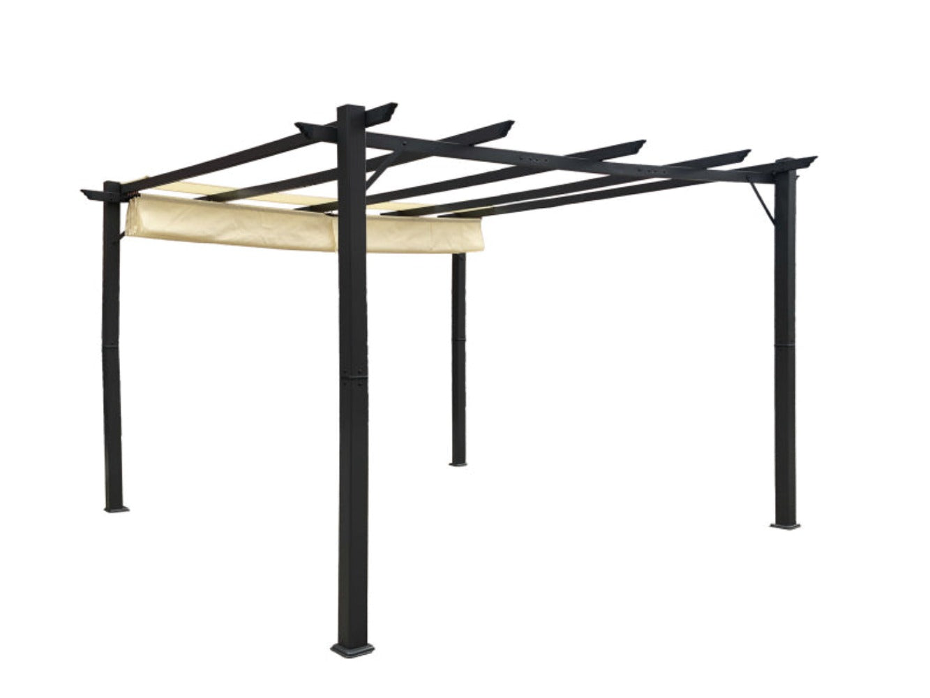 Premium Pavillon Luxor 3x4m KD beige-antrazit Alu Pergola massive Stützen