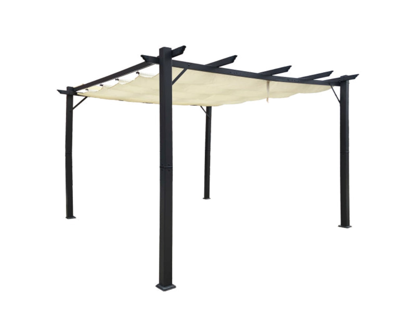 Premium Pavillon Luxor 3x4m KD beige-antrazit Alu Pergola massive Stützen