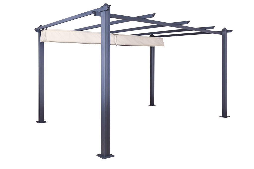 Luxus Pavillon anthrazit-beige 4x3 m Alu anthrazit-beige inkl. Dach Pergola