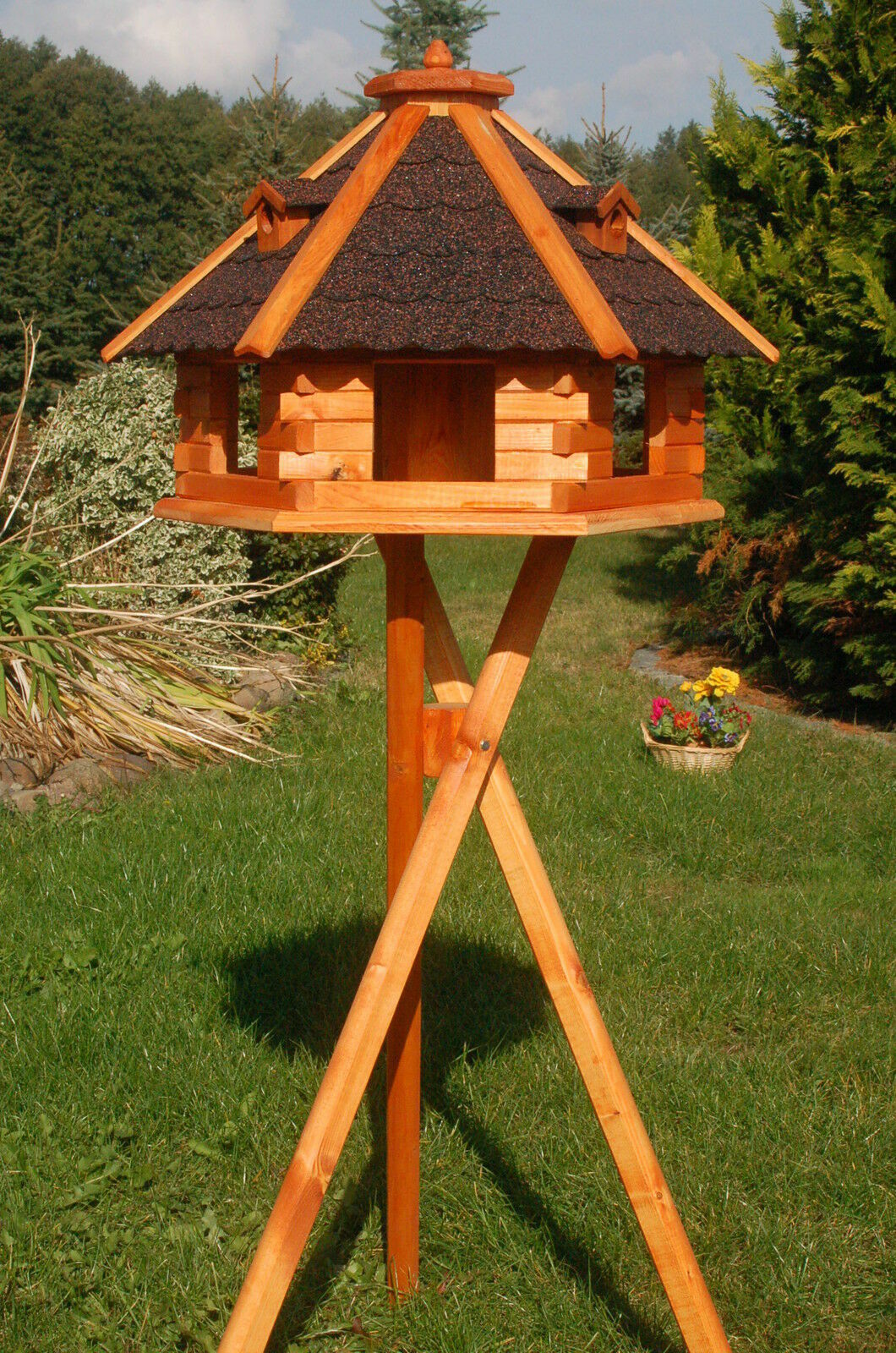 XXXL Premium Vogelhaus ⌀70x45cm mit/ohne Solar/Ständer Futterhaus Vogelvilla WoW