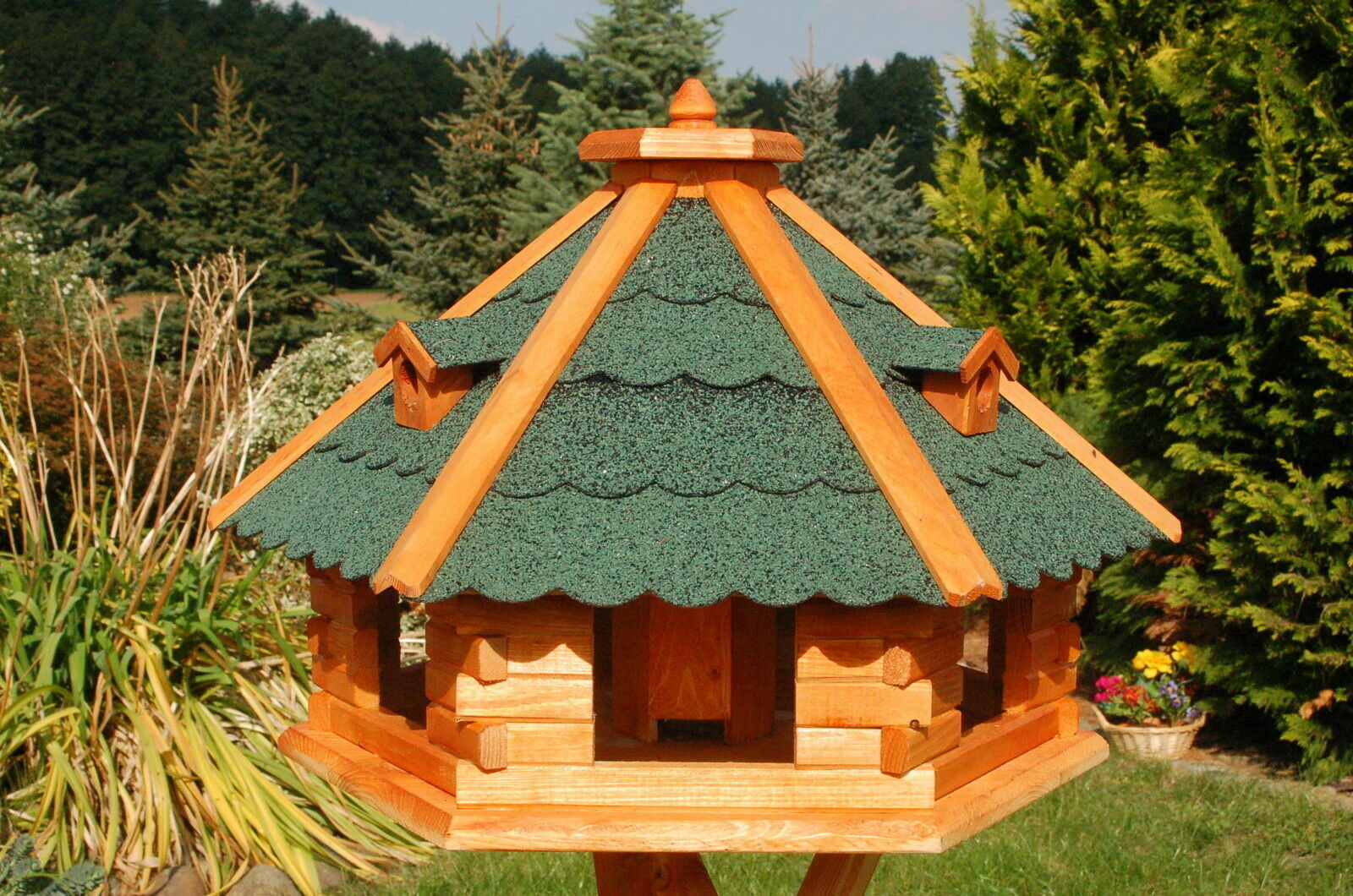 XXXL Premium Vogelhaus ⌀70x45cm mit/ohne Solar/Ständer Futterhaus Vogelvilla WoW