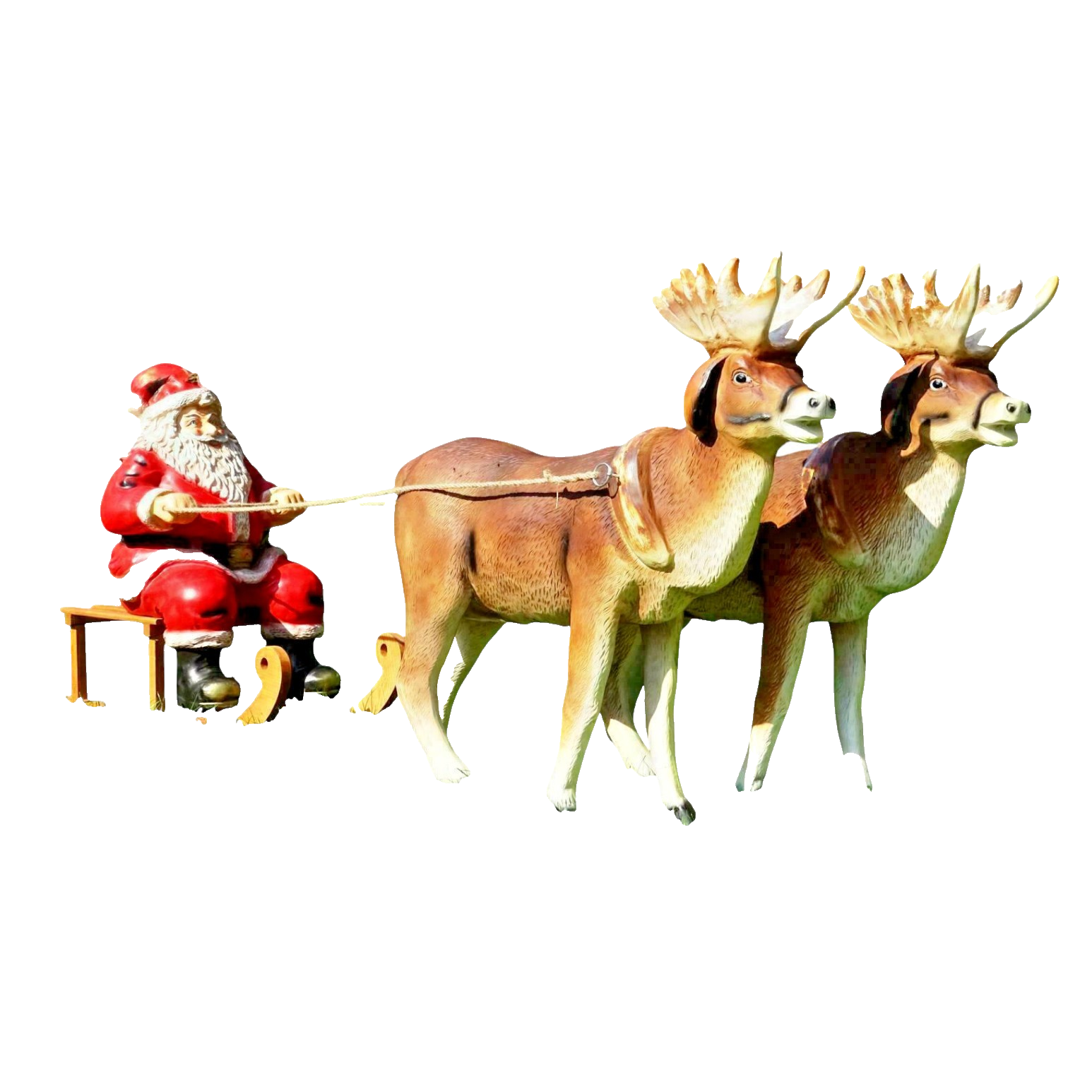 XXL 2x Rentier+Schlitten+Weihnachtsmann WEIHNACHTSDEKO Santa-Gespann ca. 160 cm