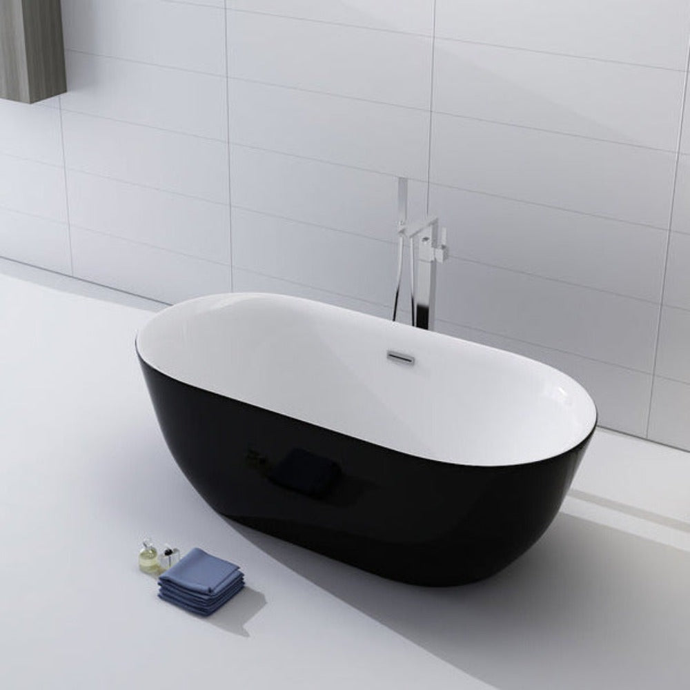 Luxus Whirlpool Badewanne freistehend 170x80 cm schwarz 12x Air Jet Neustes Modell