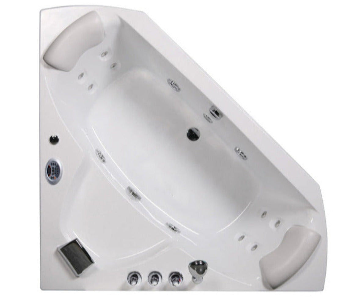 Premium LED Whirlpool Badewanne 139x139cm +Ozon +Heizung +Radio 2 Pers.