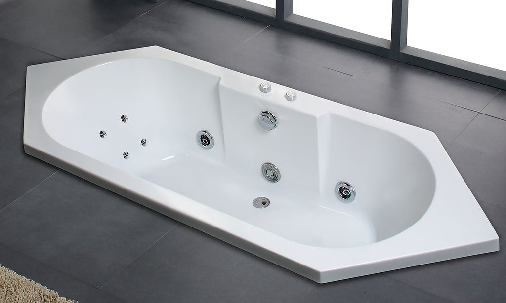 Premium LED Einbau Whirlpool Badewanne 209x80.5 cm Eckwanne Ozon 2 Pers.