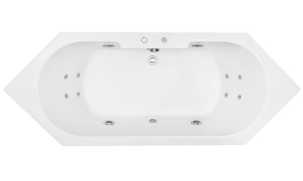 Premium LED Einbau Whirlpool Badewanne 209x80.5 cm Eckwanne Ozon 2 Pers.