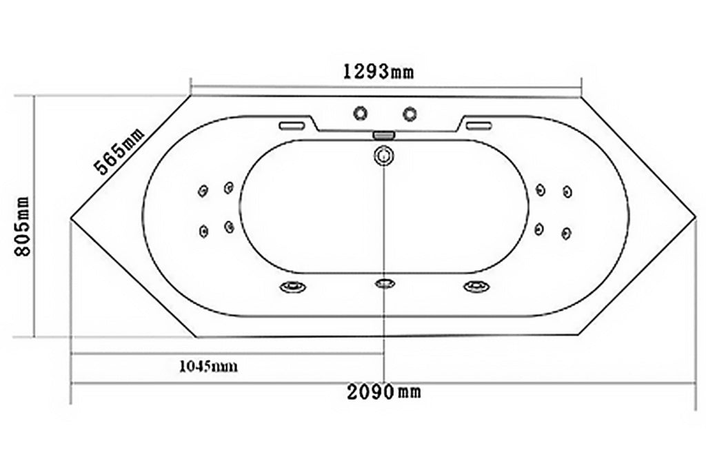 Premium LED Einbau Whirlpool Badewanne 209x80.5 cm Eckwanne Ozon 2 Pers.