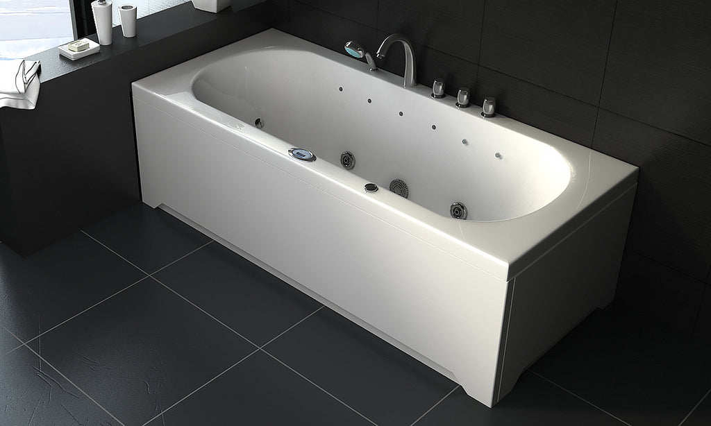 Premium LED Whirlpool Badewanne 180x80 cm Ozon + Heizung +Radio