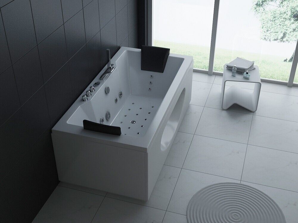 Luxus LED Whirlpool Badewanne SET 180x90cm +Heizung+Hydrojet+Ozon +Radio 2024