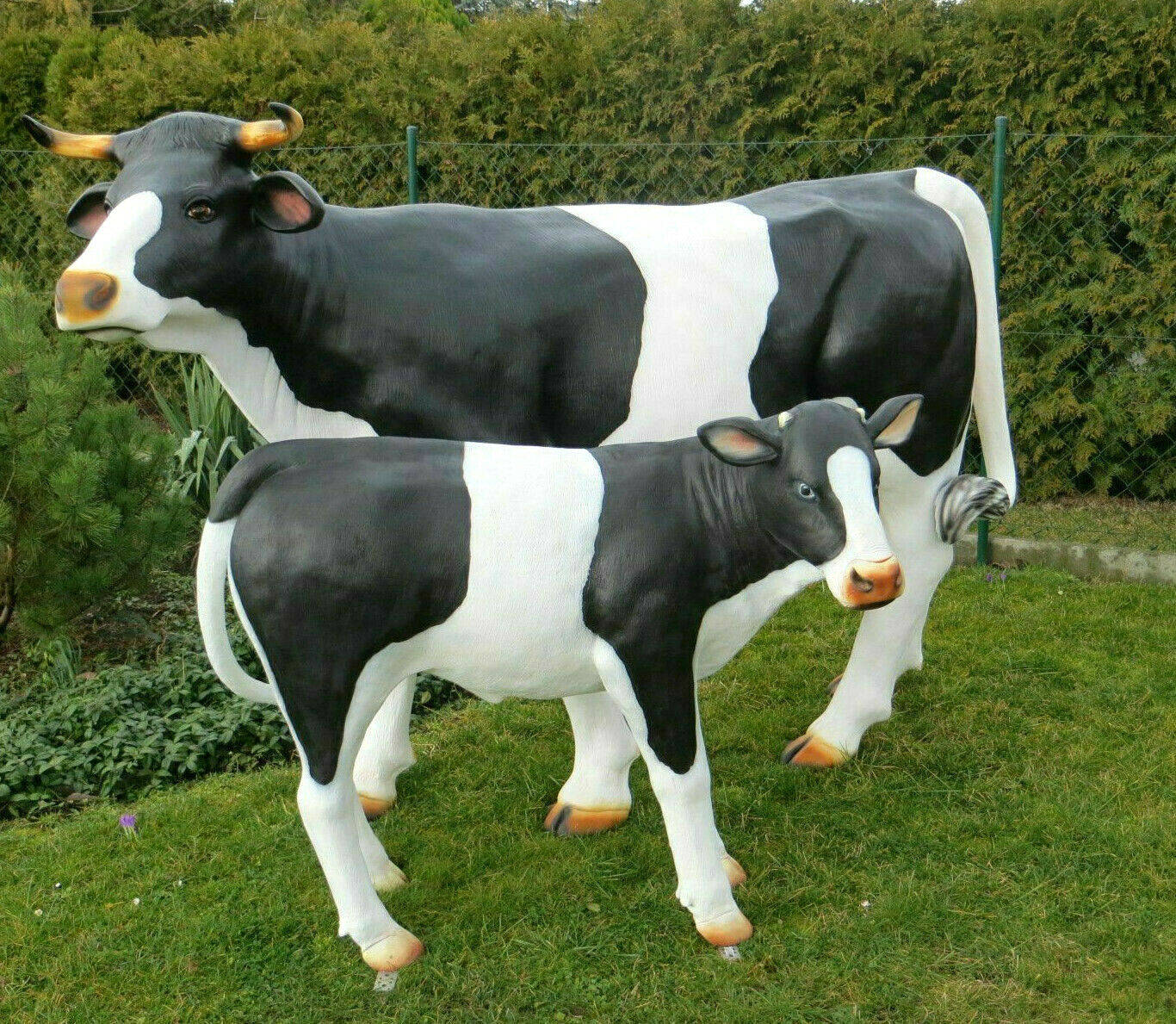 XXL Premium Kuh +Kalb SET lebensgross ca. 230cm Garten Deko Figur lebensecht NEU