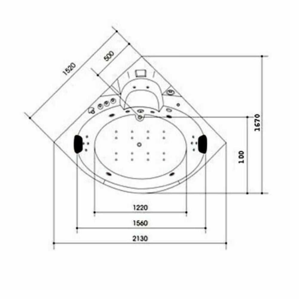 Luxus LED Whirlpool Badewanne SET 152x152cm +Heizung+Hydrojet + Ozon Modell 2025