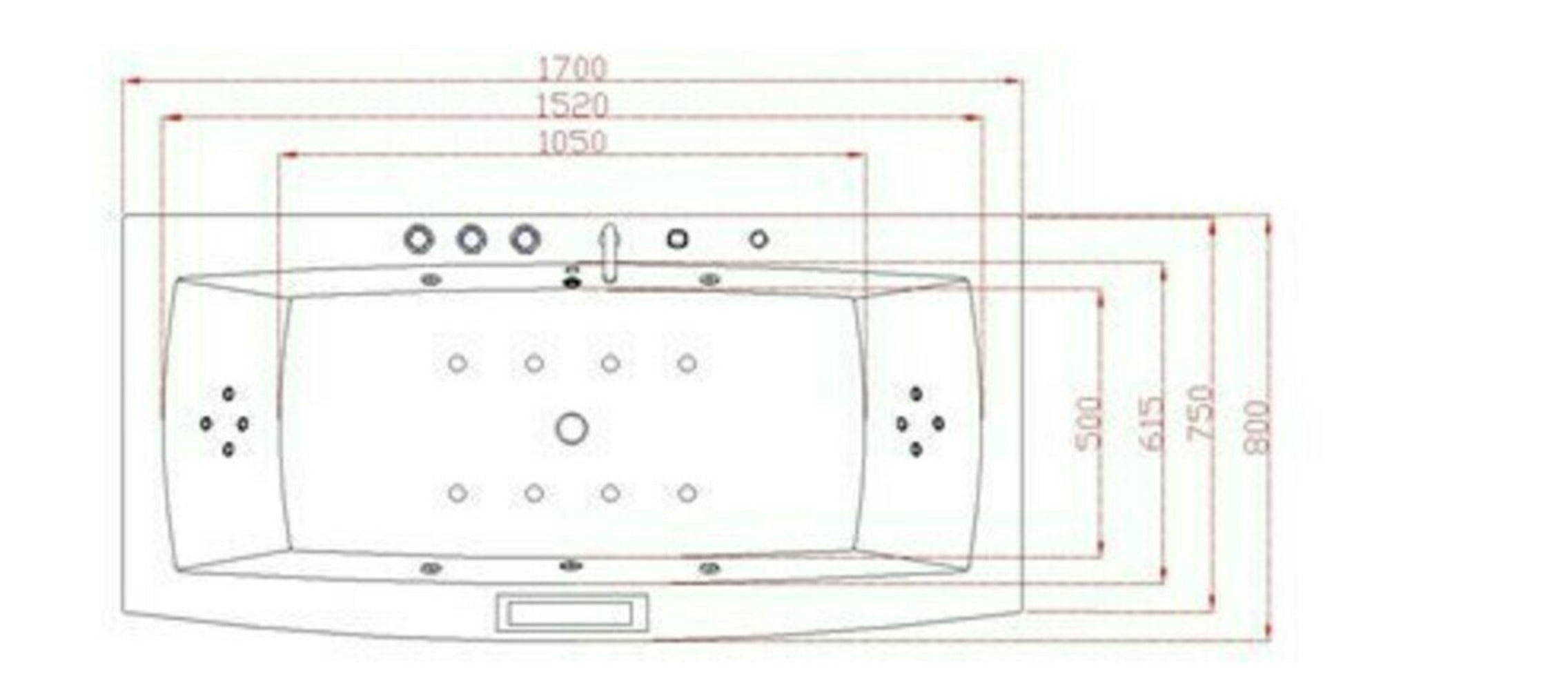 Luxus LED Whirlpool Badewanne SET 170x80cm +Heizung+Hydrojet +Ozon +Radio 2024