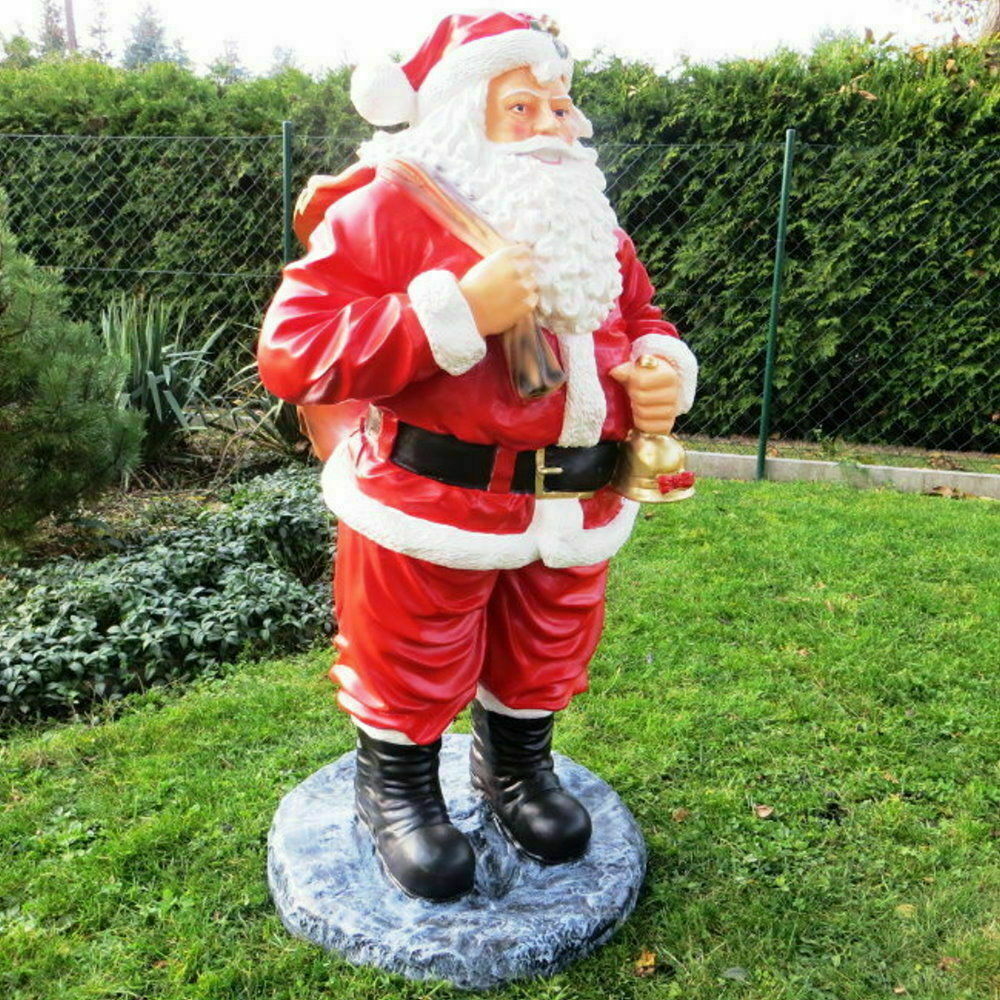 XXL Weihnachtsmann 190 cm mit Sack und Glocke lebensgross  Nikolaus Santa-Deko