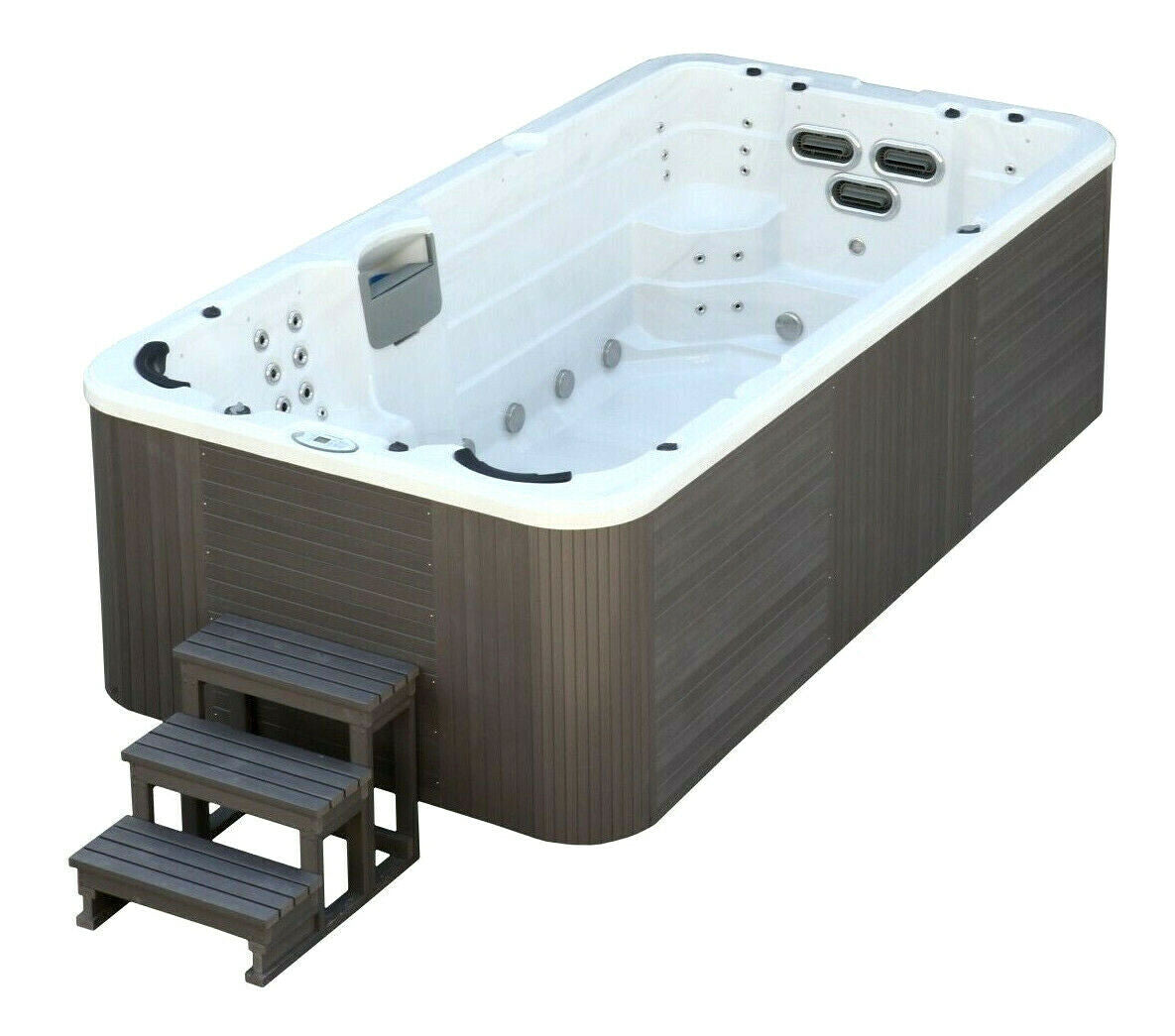 XXL Luxus Led Swim Spa 445x230 SET Whirlpool+Gegenstromanlage Outdoor Schwimmbad