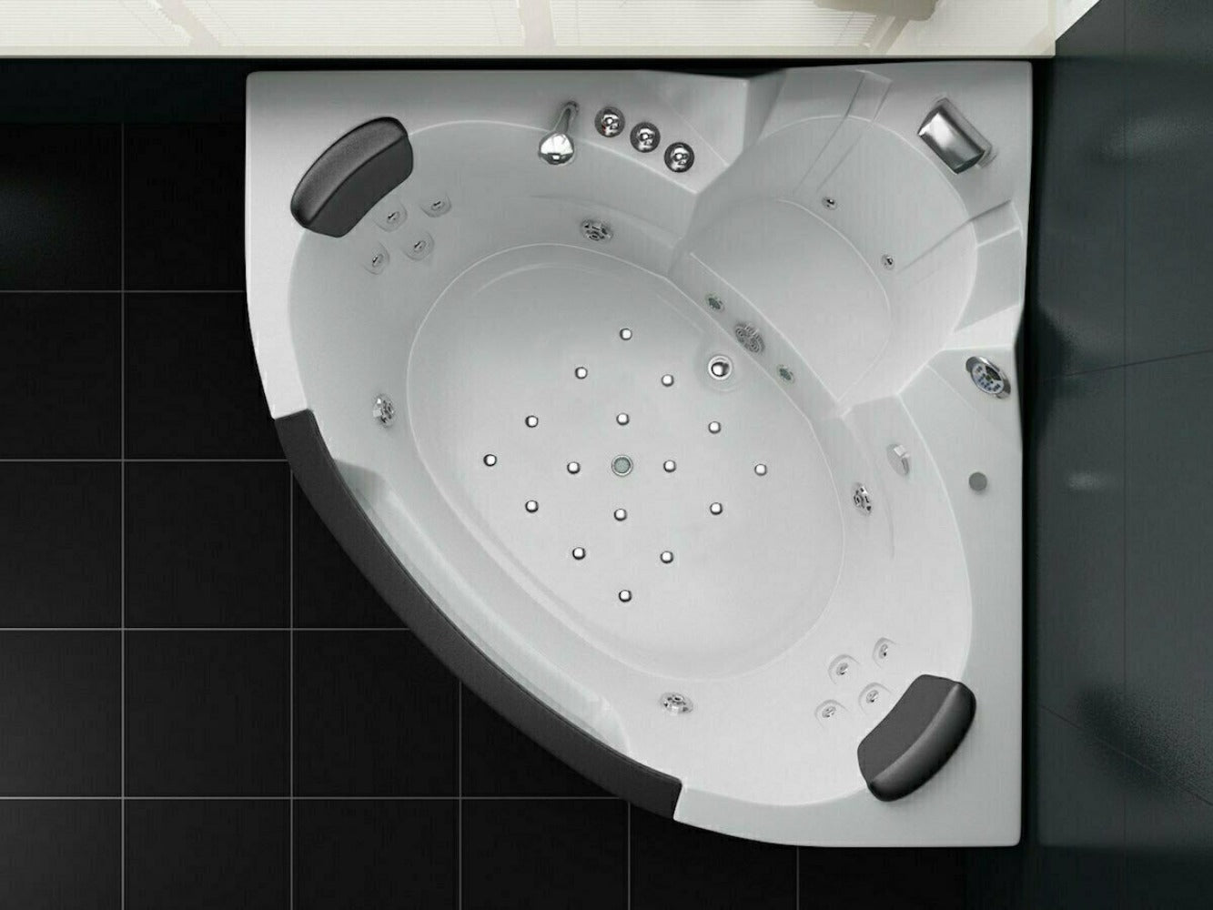 Luxus LED Whirlpool Badewanne SET 152x152cm +Heizung+Hydrojet + Ozon Modell 2025