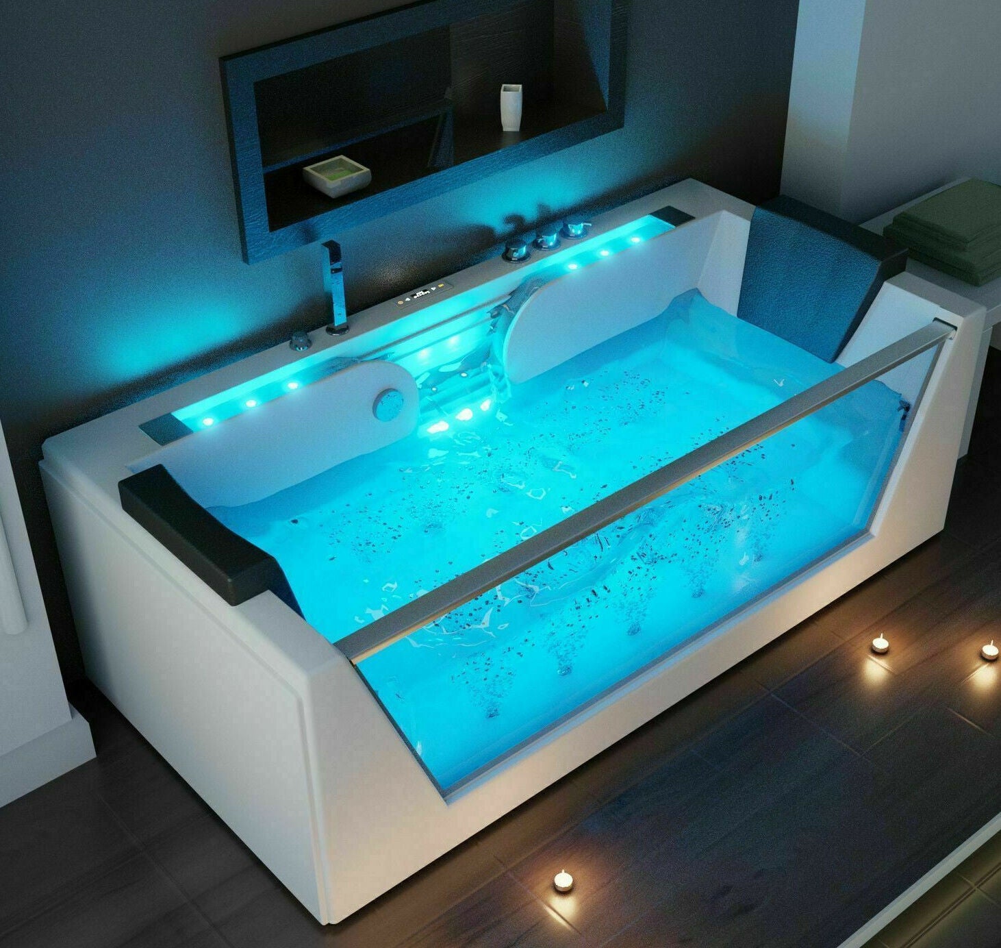 Luxus LED Whirlpool Badewanne SET 179x85cm +Heizung +Hydrojet + Ozon Modell 2024