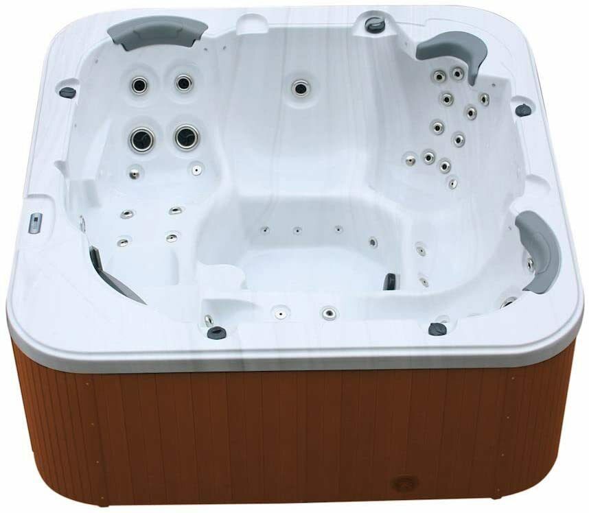 XXL Luxus SPA LED Whirlpool SET 215x215 Farblicht Outdoor-Indoor Pool 5 Pers. braun