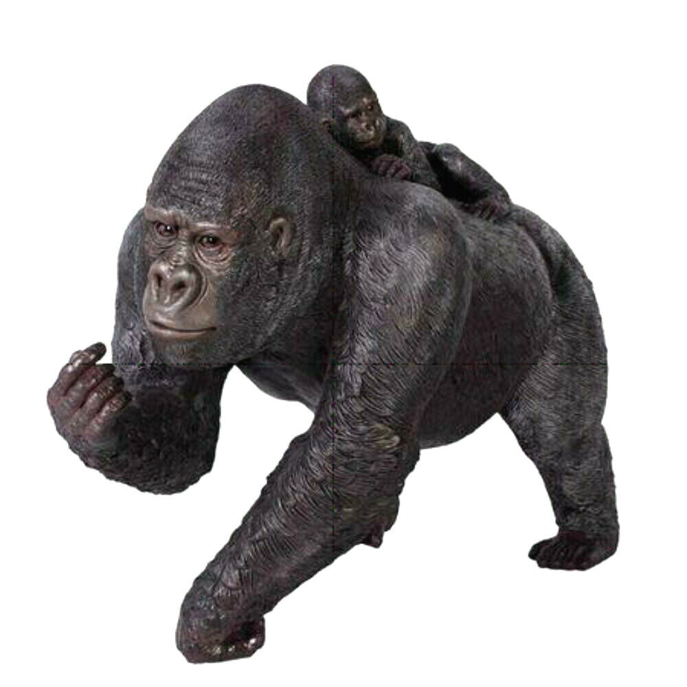 XXL GORILLA mit BABY LEBENSGROSS~AFFE PREMIUM 120cm~Garten DEKO Dekoration~FIGUR