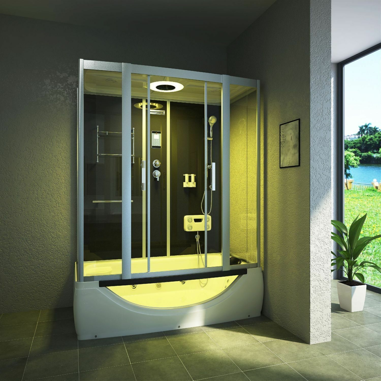 Luxus LED Dampfdusche inkl. Whirlpool Kombi 170x90 cm Duschtempel Komplettdusche