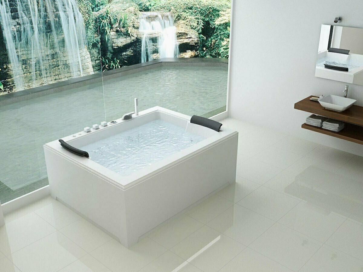 Luxus LED Whirlpool Badewanne SET 180x142cm +Heizung+Hydrojets+Ozon+Radio 2024 b