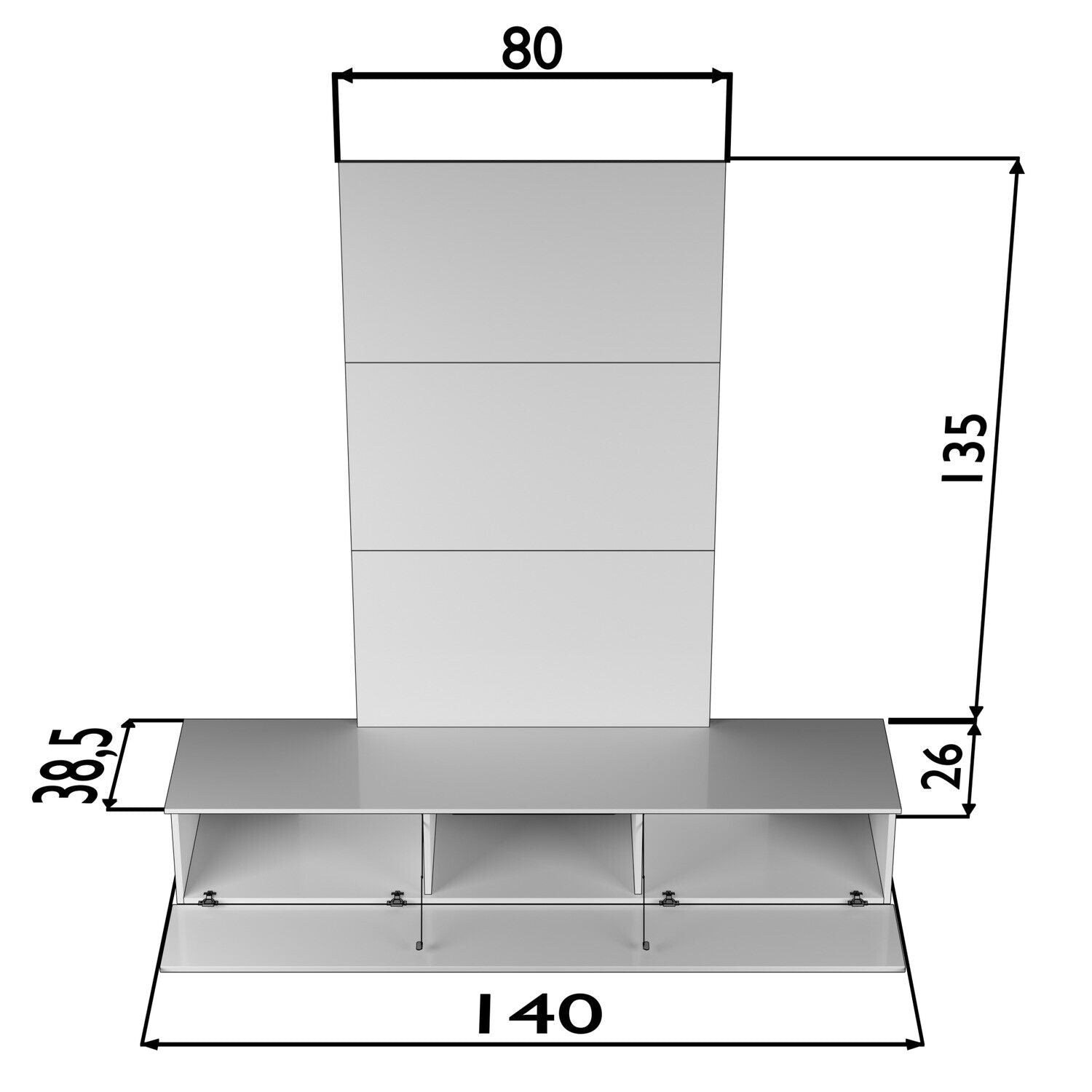 Premium LED RGB Lowboard 140x135 TV Board Sideboard Weiß Hochglanz Hängend