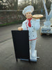 XXL Pizzabäcker mit Pizza und Holztafel 140cm Deko Figur Gastrofigur Restaurant