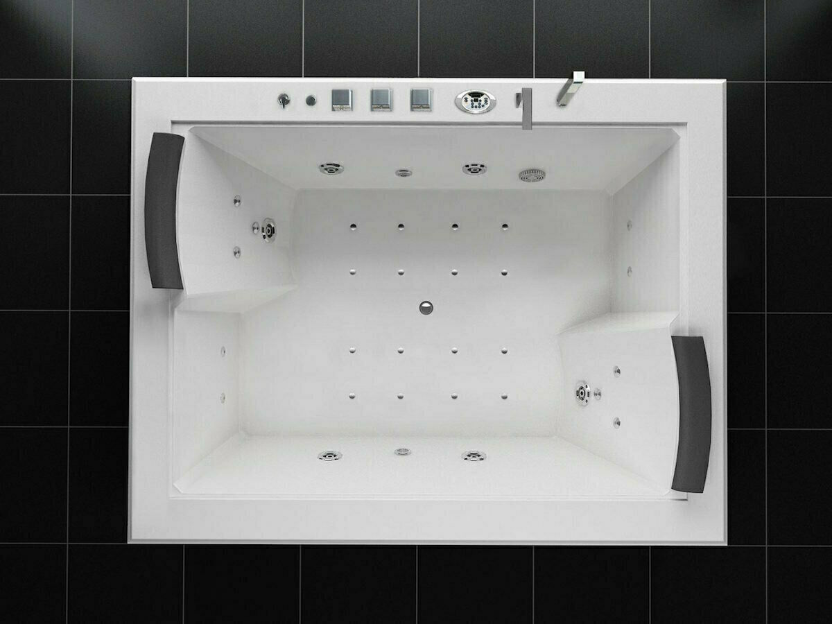 Luxus LED Whirlpool Badewanne SET 180x142cm +Heizung+Hydrojets+Ozon+Radio 2024 b