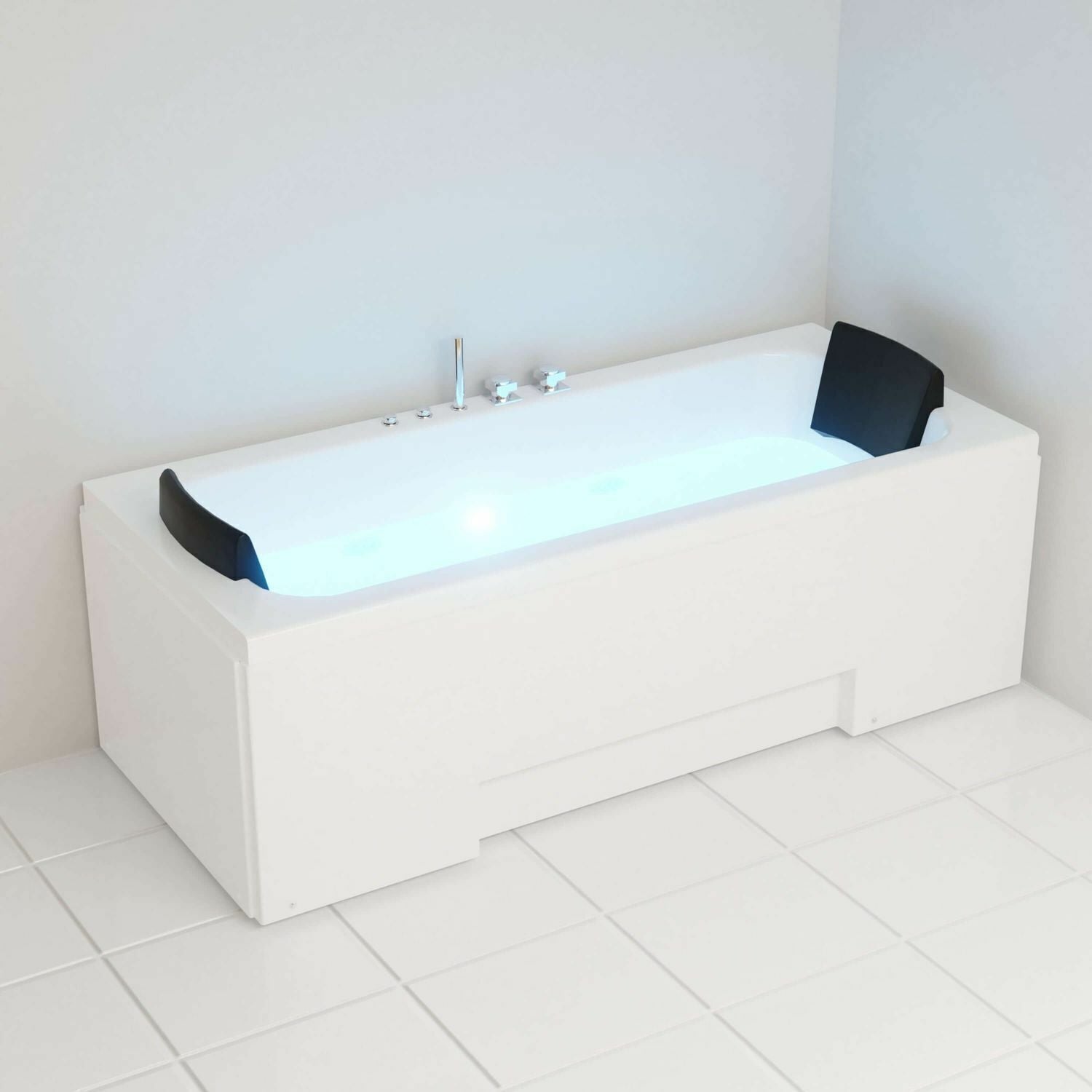 XXL Luxus LED Whirlpool Badewanne SET 170x75 +Hydrojet Eckwhirlpool Modell 2024 v2