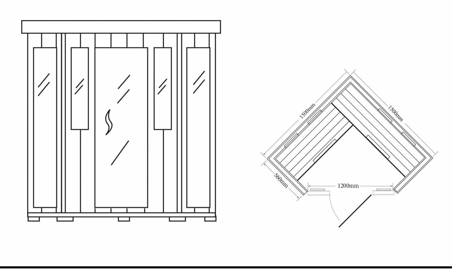 Luxus LED Infrarotsauna Infrarotkabine 150x150x190cm Wärmekabine Sauna 4 Pers. b