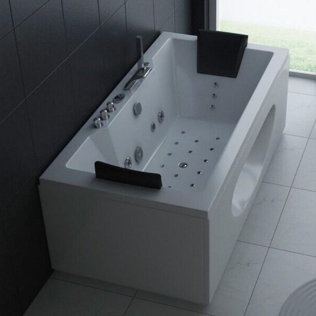 Luxus LED Whirlpool Badewanne SET 180x90cm +Heizung+Hydrojet+Ozon+Radio 2024 d