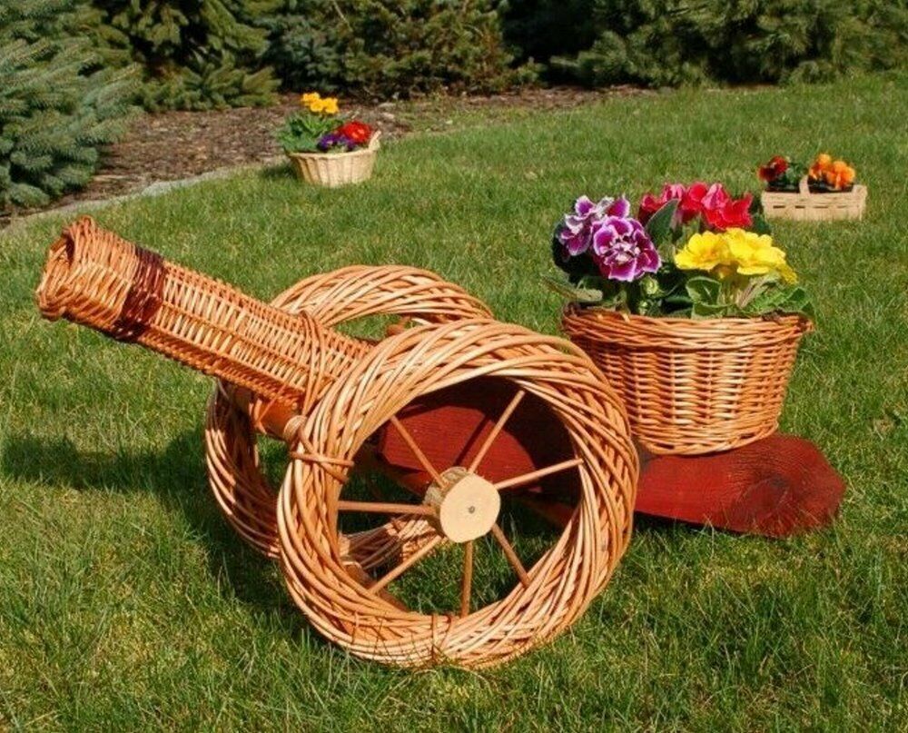 XL Premium Kanone 80cm Korbgeflecht Rattan Körbe Pflanzkorb Pflanzkasten Garten