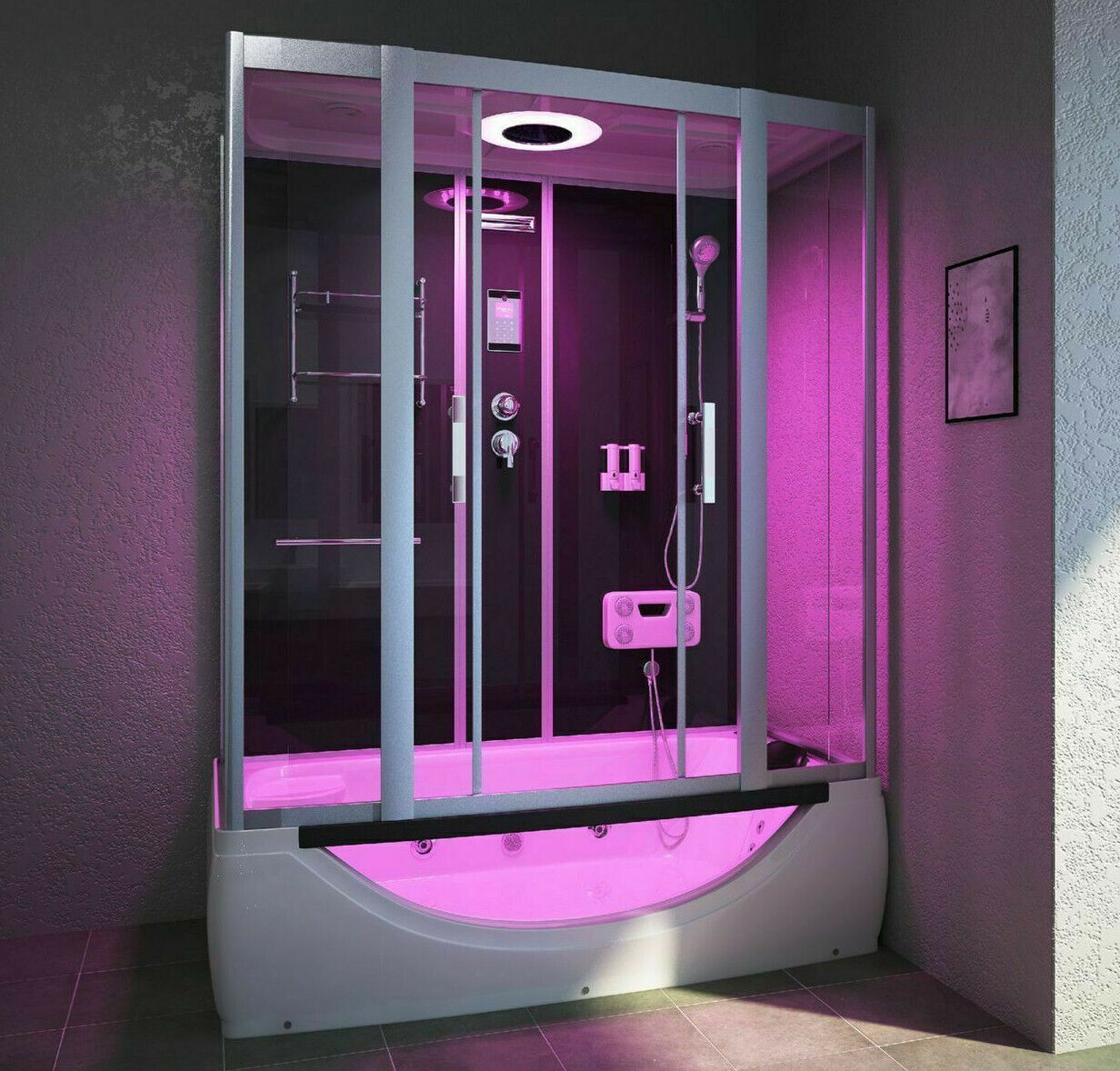 Luxus LED Dampfdusche inkl. Whirlpool Kombi 170x90 cm Duschtempel Komplettdusche