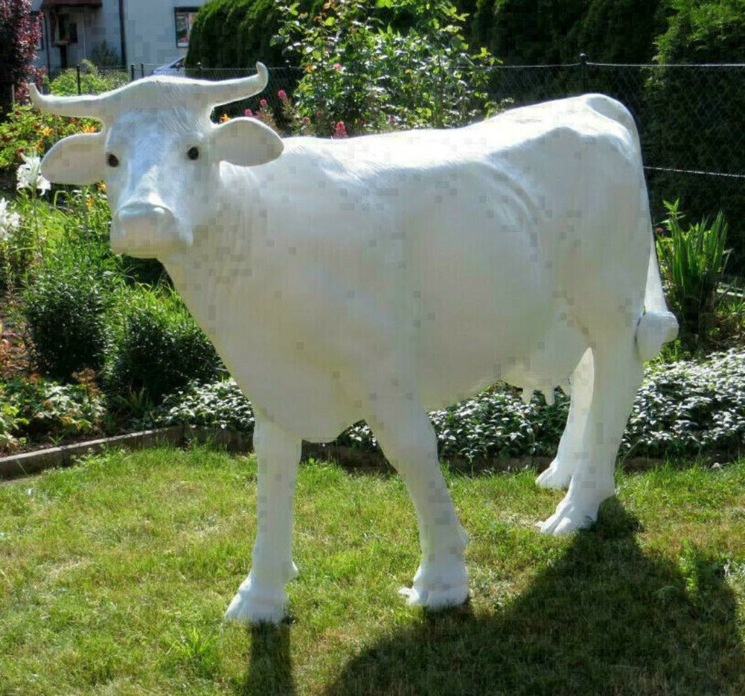 XXL Kuh lebensgross 230cm Premium Gartendeko lebensecht-Garten-Deko-Figur weiss