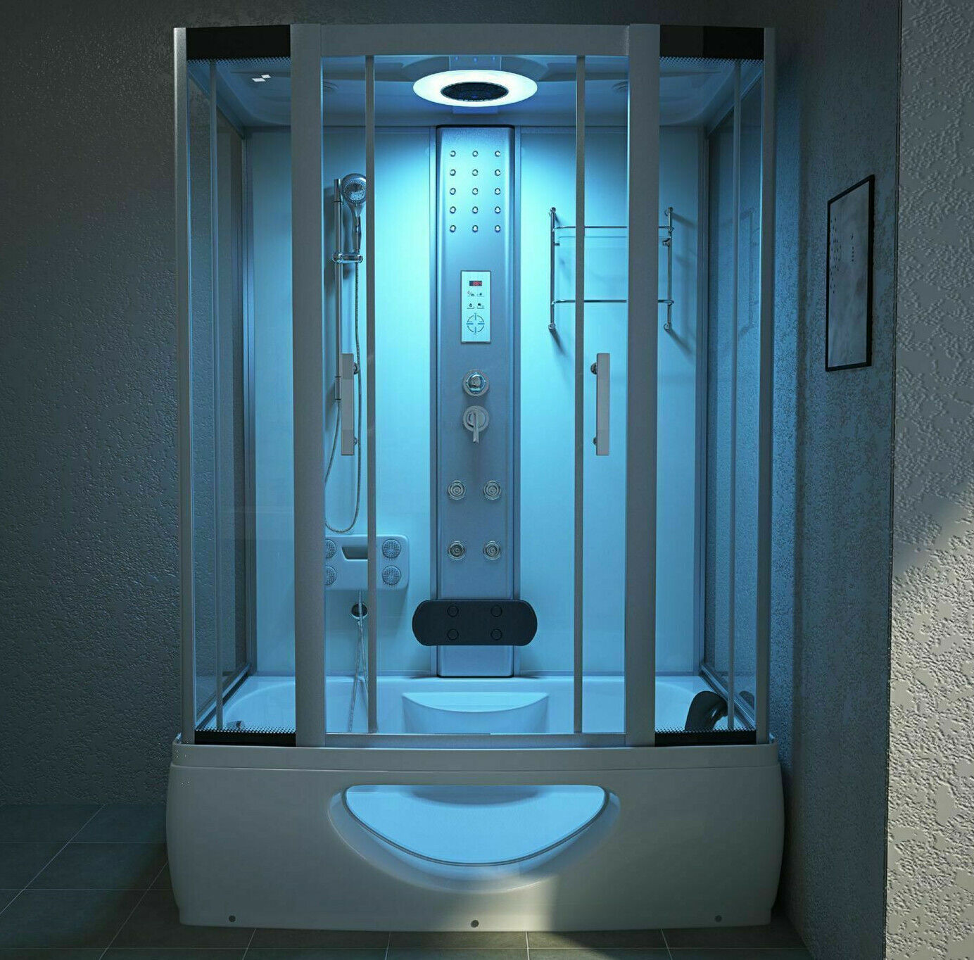 Luxus LED Komplettdusche +Badewanne Kombi 135x80 Fertigdusche Dusche Duschkabine