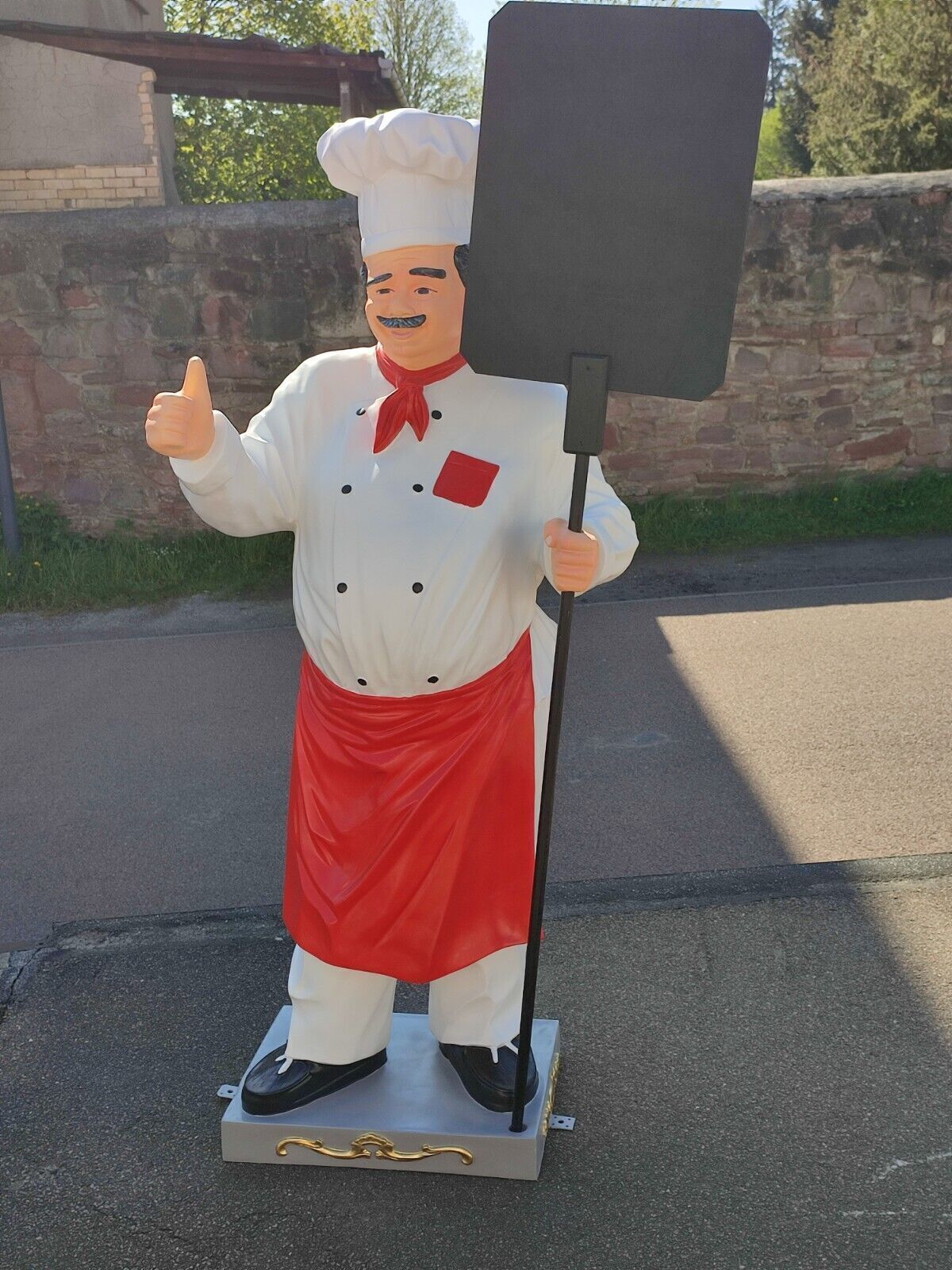 XXL Premium Chefkoch mit Tafel 185cm hoch Koch Deko Figur Gastrofigur Restaurant