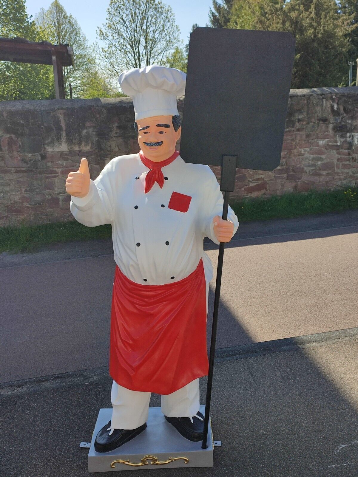 XXL Premium Chefkoch mit Tafel 185cm hoch Koch Deko Figur Gastrofigur Restaurant