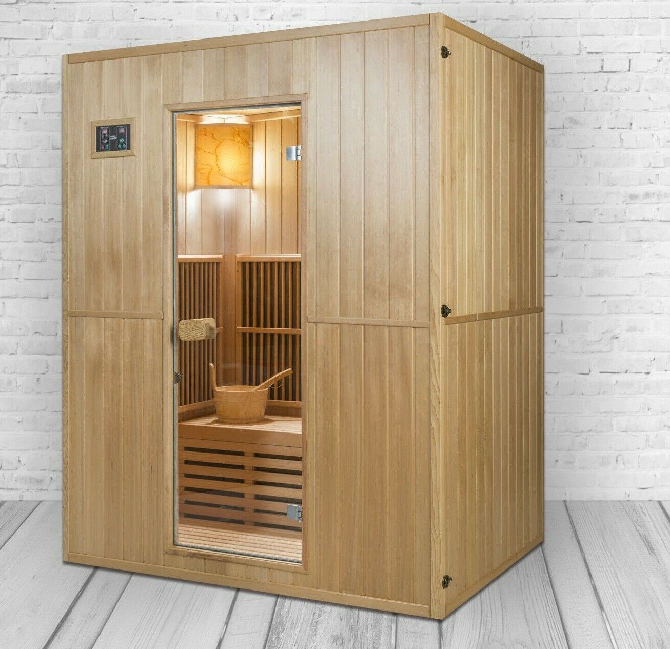 XXL Luxus Infrarotsauna+Infrarotkabine Kombi SET Sauna inkl Saunaofen 4 Personen