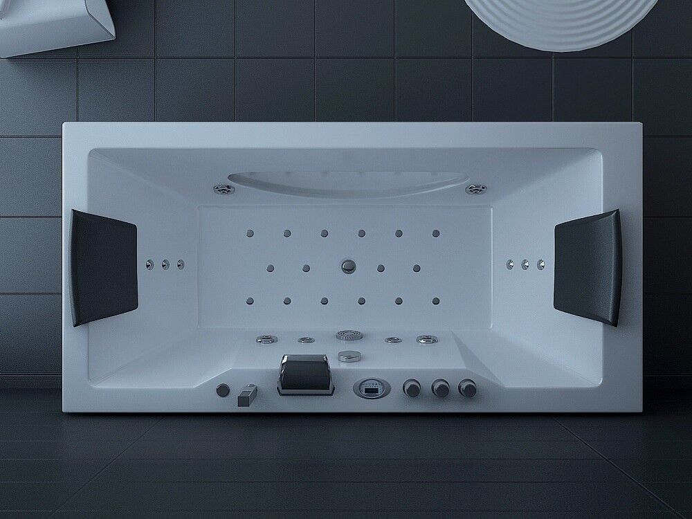 Luxus LED Whirlpool Badewanne SET 180x90cm +Heizung+Hydrojet+Ozon +Radio 2024