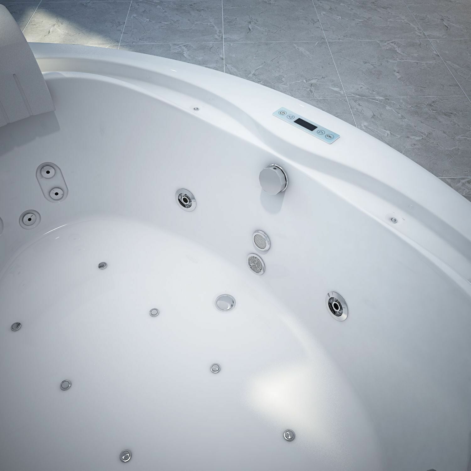 Luxus LED Whirlpool Badewanne SET 160x160cm +Hydrojet+Heizung+Ozon Modell 2024 c