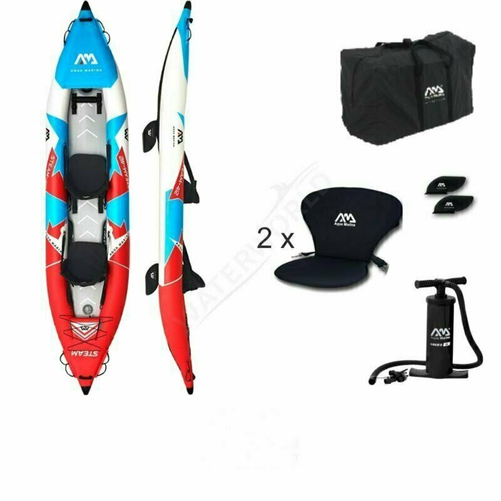 Luxus Kajak SET 412x83cm Steam für 2 Personen aufblasbar Paddelboot NEU 2024