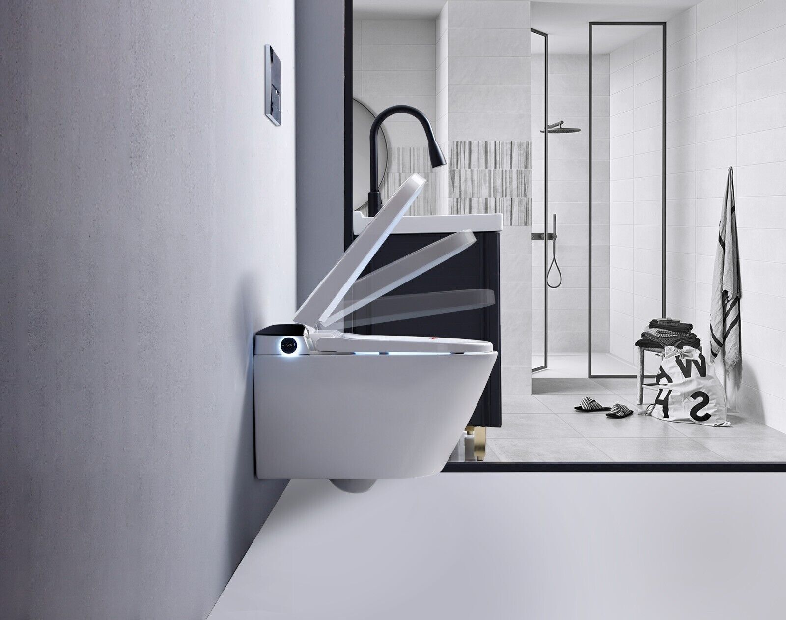 Luxus LED Dusch-WC Automatik Toilette Smart Toilet WC Beheizbar Anal Dusche+Fön-e