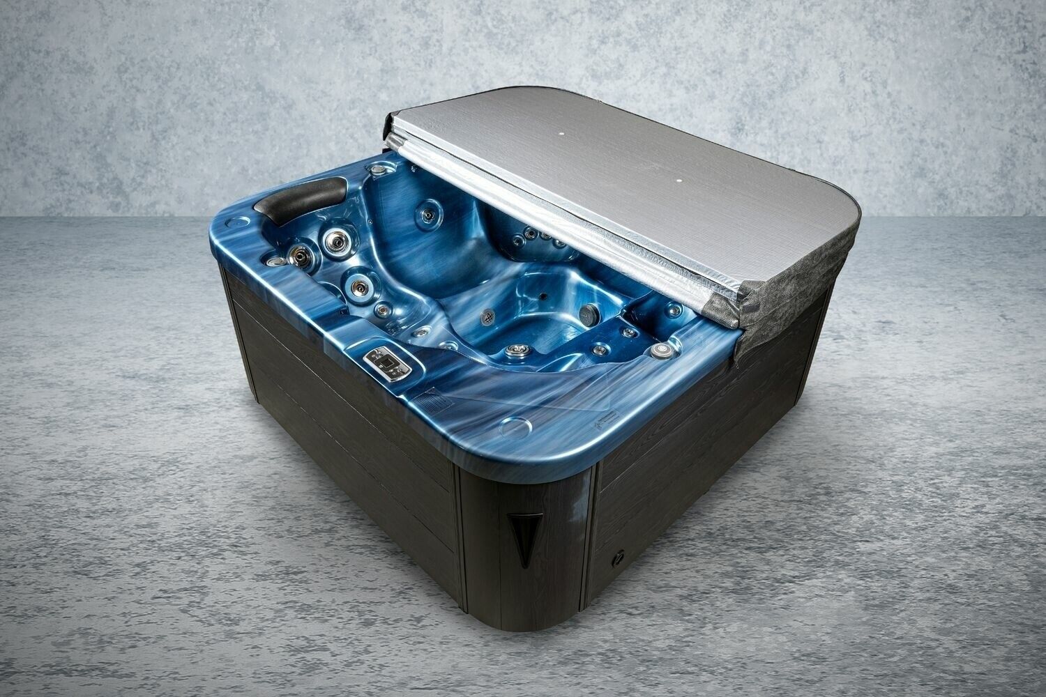 XXL Luxus SPA LED Whirlpool SET 215x215 Farblicht Outdoor+Indoor Pool 5 Pers. blau