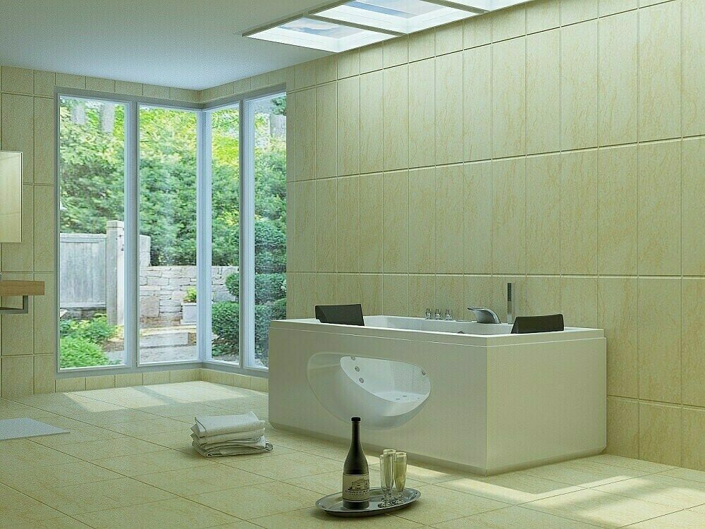 Luxus LED Whirlpool Badewanne SET 180x90cm +Heizung+Hydrojet+Ozon +Radio 2024