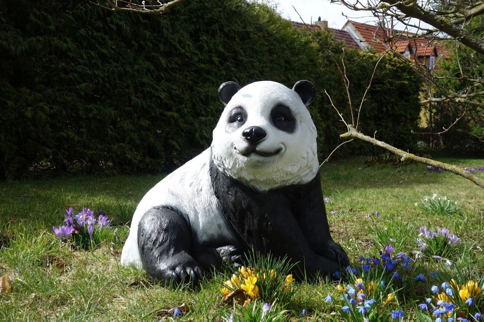 XXL Premium Panda sitzend lebensgross  Pandabär Garten Deko Figur