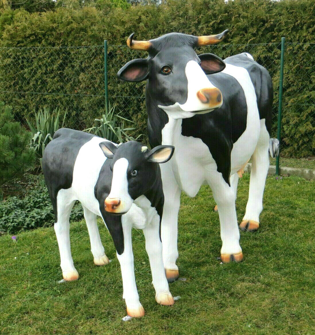 XXL Premium Kuh +Kalb SET lebensgross ca. 230cm Garten Deko Figur lebensecht NEU